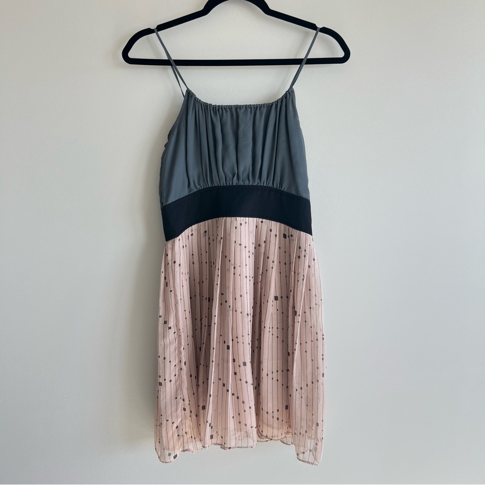 VENA CAVA for Aqua Gray Blush Spaghetti Strap 100% Silk Mini Dress Size Small
